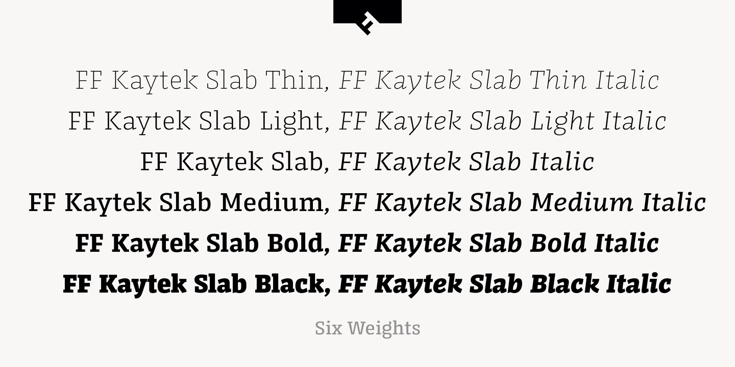 Przykład czcionki FF Kaytek Slab Thin Italic